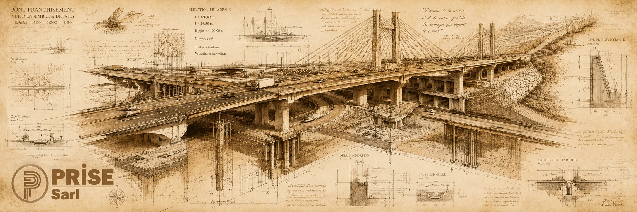 Pont franchissement · Élévation principale
